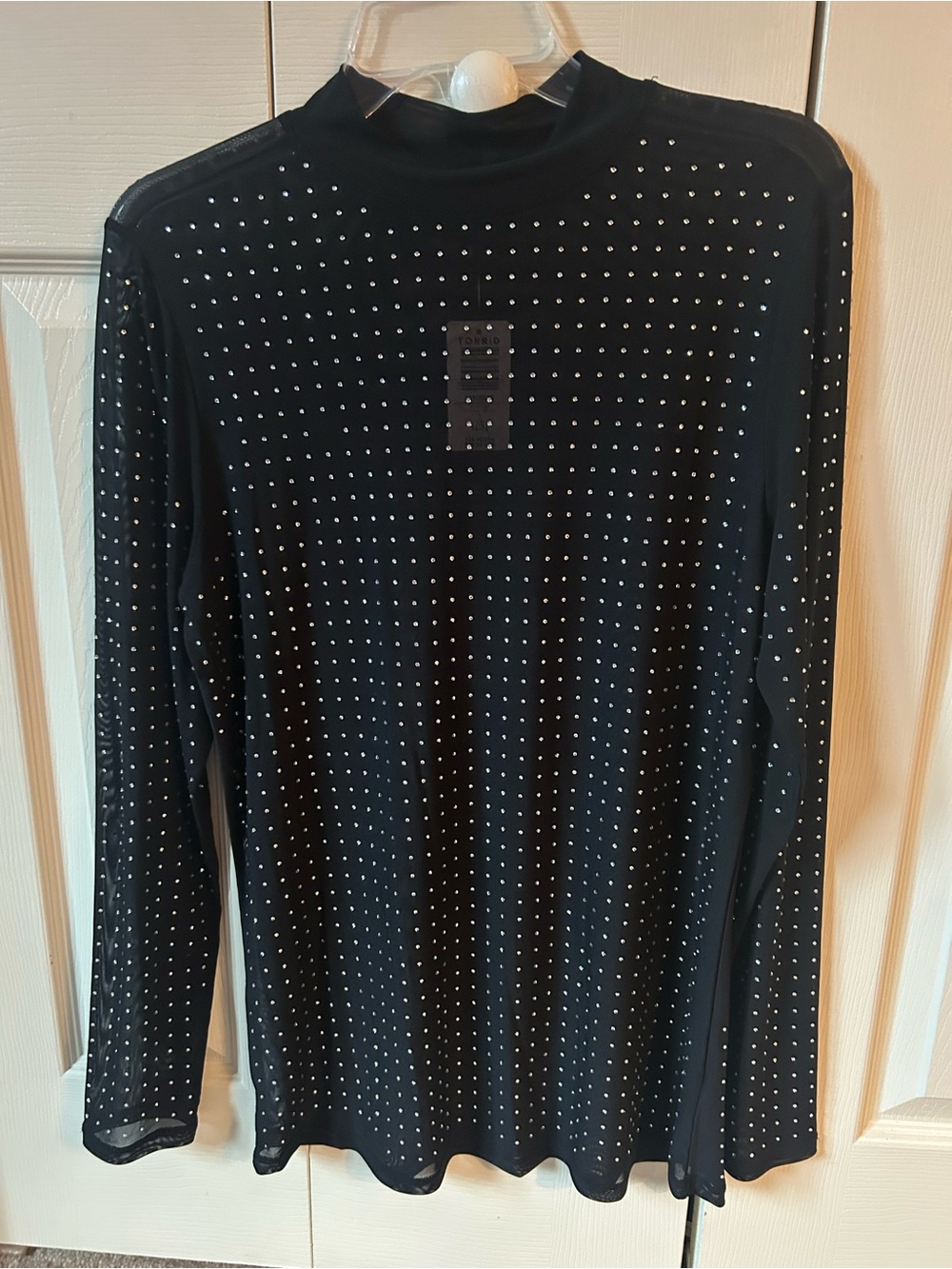 NWT. Torrid Black Long-Sleeve Studded Mock Neck Shirt